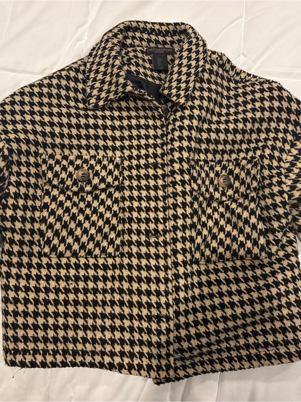 Christian Siriano Black and Cream Houndstooth Jacket